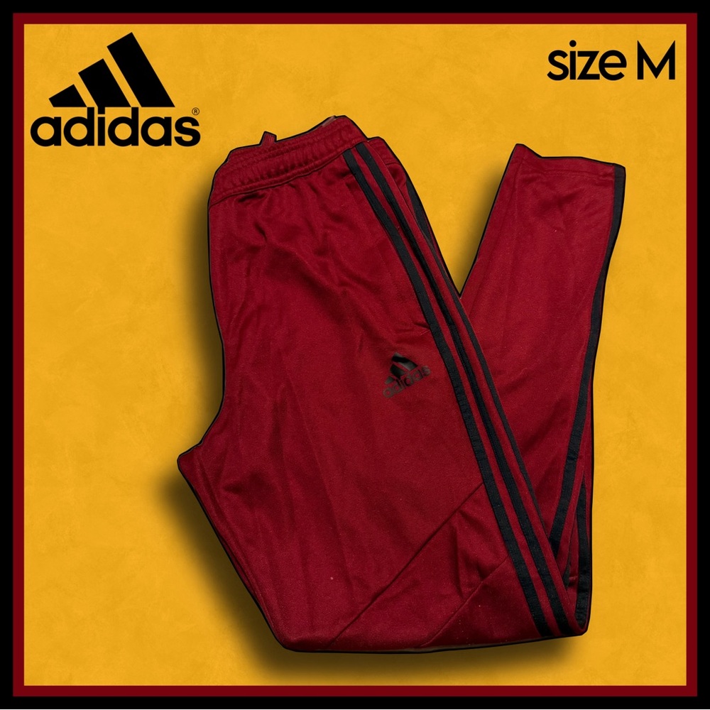 ADIDAS dark red and black sports PANTS size M